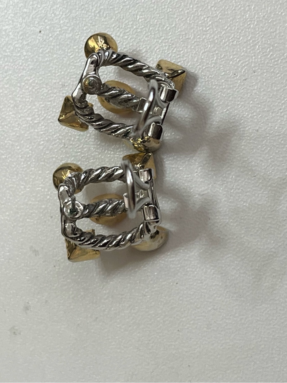 Multicolored CZ chunky twisted silver tone cuff collar and earring set - Picture 10 of 11
